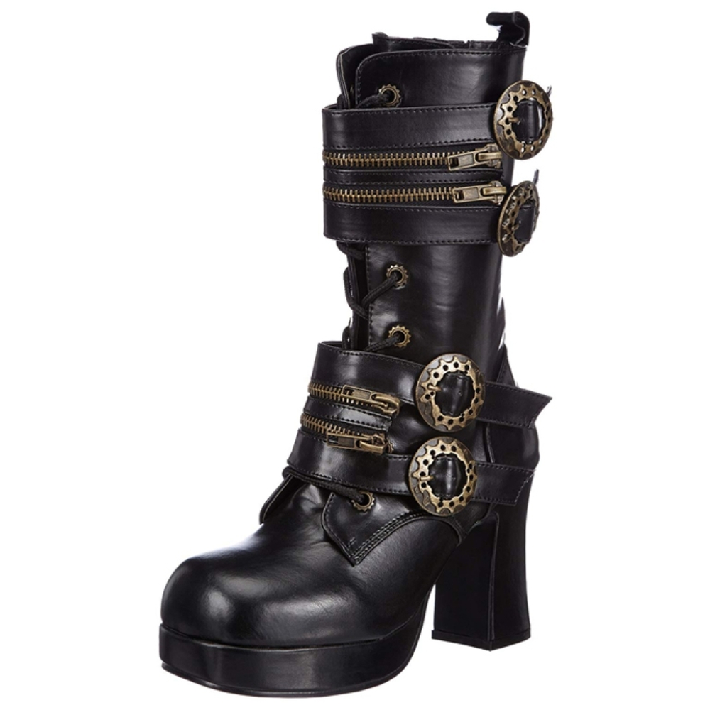 Demonia Gothika-100 Steampunk buckle boots